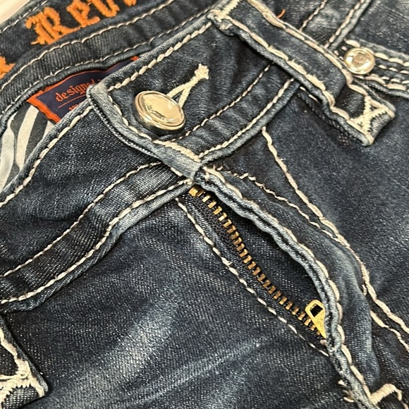 Rock Revival Blue Boot Cut Jeans with Distressed Wash - Picture 4 of 7